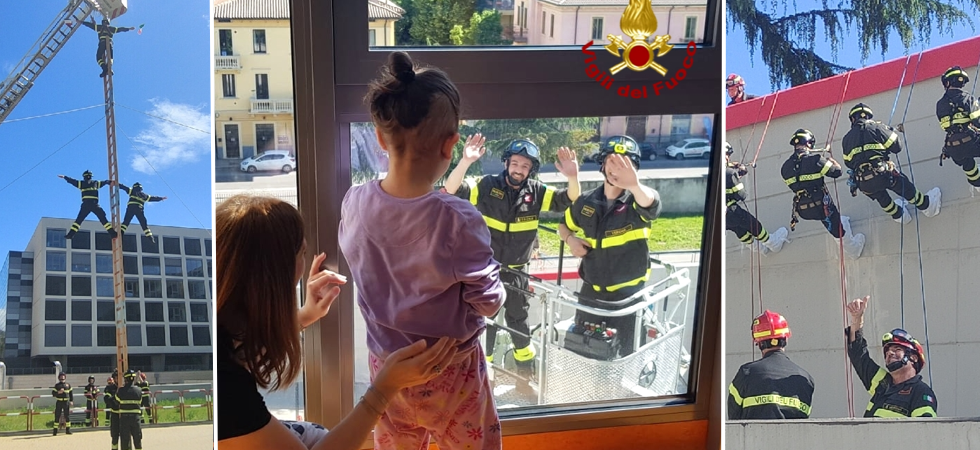 "Una meravigliosa mattinata", i vigili del fuoco fanno visita ai piccoli pazienti di pediatria